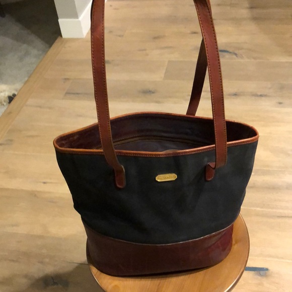 Brahmin Leather and Canvas Tote - Picture 1 of 12